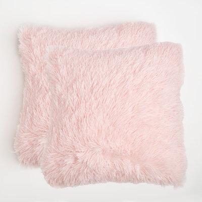 Set of 2 Fluffy Shaggy Filled Cushion with Cover Square