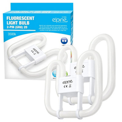 Set Of 2 Fluorescent Light Bulbs 2 Pin Energy Saving 28W Slim Lamp Tube 2D Bulb Long Life Durable High Efficiency Tubes