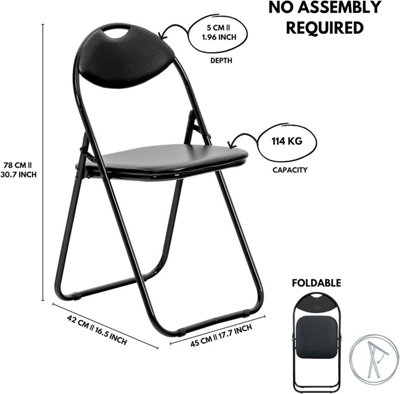 Image showcasing Set of 2 Foldable Black Chairs for Small Spaces - Versatile Indoor ...