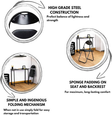 Set of 2 Foldable Black Chairs for Small Spaces - Versatile Indoor ... - Indoor Furniture For Small Space