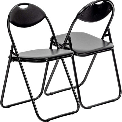 Picture of Set of 2 Foldable Black Chairs for Small Spaces - Versatile Indoor ...