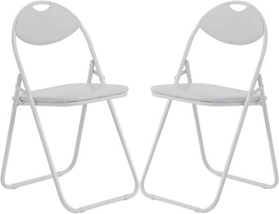 Set of 2 Foldable White Chairs for Small Spaces - Versatile Indoor Metal Folding Chairs -Desk Chairs for Bedroom, Office, & Guests