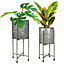 Set of 2 Freestanding Galvanised Indoor Outdoor Garden Planters