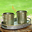 Set of 2 Galvanised Indoor Outdoor Summer Garden Planter Pots and Tray Gift for Father's Day