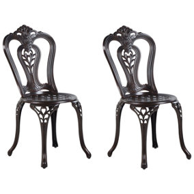 Set of 2 Garden Chairs Brown BOVINO