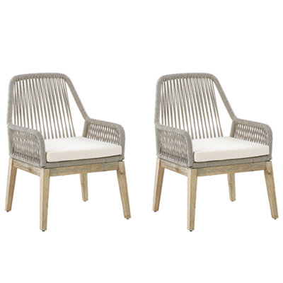 Outdoor Folding Chairs with Seat Cushions Set of 2-Beige