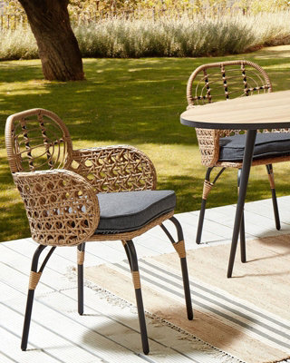 Set of Garden Chairs with Cushions PRATELLO PE Rattan Natural
