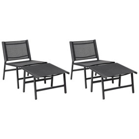 Set of 2 Garden Chairs with Footrests Black MARCEDDI