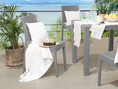 Set of 2 Garden Dining Chairs Light Grey FOSSANO