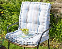 Set of 2 Giant Blue Striped Outdoor Garden Chair Seat Pad Cushions