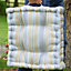 Set of 2 Giant Blue Striped Outdoor Garden Chair Seat Pad Cushions