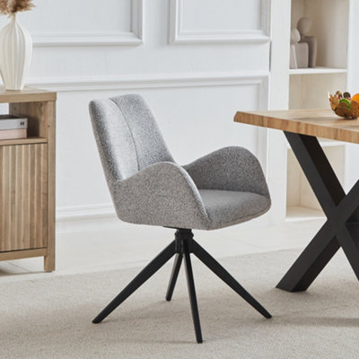 Set of 2 Giarre Fabric Dining Chairs - Light Grey