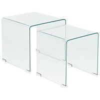 Set of 2 Glass Side Tables Transparent KENDALL