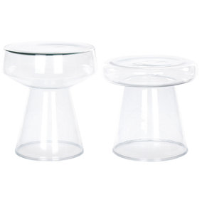 Set of 2 Glass Side Tables Transparent LAGUNA/CALDERA