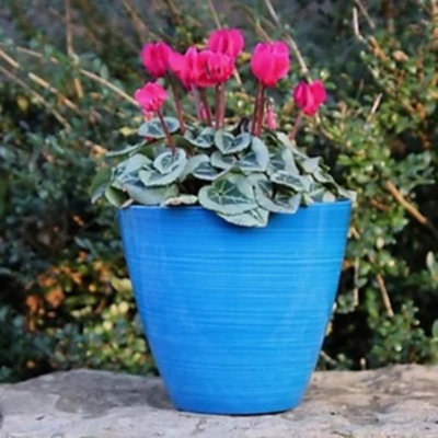 Set of 2 Glazed Effect 25.5 CM Savannah Planters - Ocean Blue Gloss