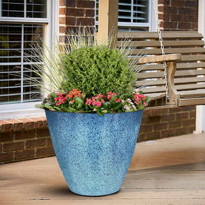 Set of 2 Glazed Effect 30Cm Savannah Planters - Ocean Blue Fusion