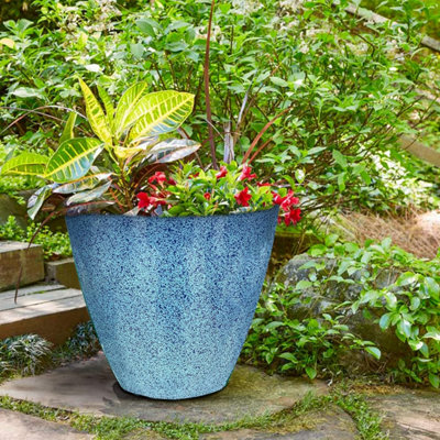 Set of 2 Glazed Effect 30Cm Savannah Planters - Ocean Blue Fusion