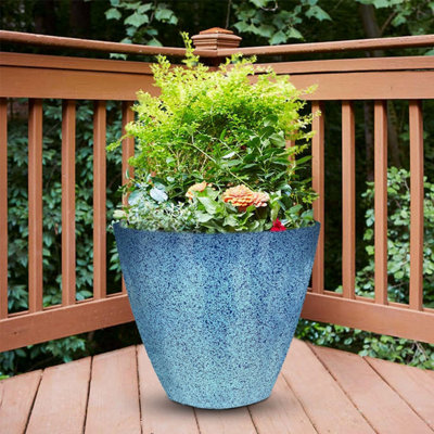 Set of 2 Glazed Effect 30Cm Savannah Planters - Ocean Blue Fusion