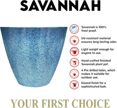 Set of 2 Glazed Effect 30Cm Savannah Planters - Ocean Blue Fusion