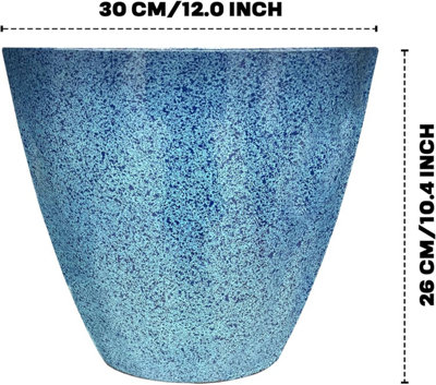 Set of 2 Glazed Effect 30Cm Savannah Planters - Ocean Blue Fusion