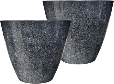 Set of 2 Glazed Effect 30Cm Savannah Planters - Windswept Grey Fusion
