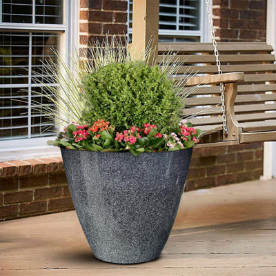Set of 2 Glazed Effect 30Cm Savannah Planters - Windswept Grey Fusion