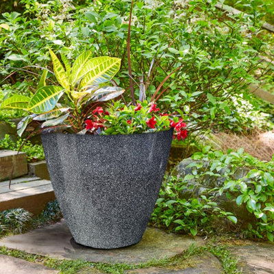 Set of 2 Glazed Effect 30Cm Savannah Planters - Windswept Grey Fusion
