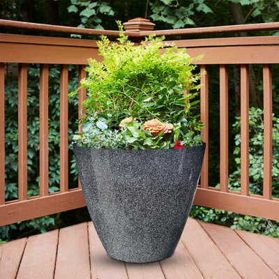 Set of 2 Glazed Effect 30Cm Savannah Planters - Windswept Grey Fusion