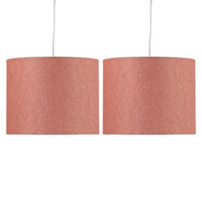 Set of 2 Glitter Pink Glitter 25 cm Easy Fit Fabric Pendant Shades