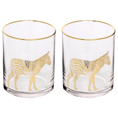 Set of 2 Gold Printed Zebra Tumblers Father's Day Wedding Decorations Ideas