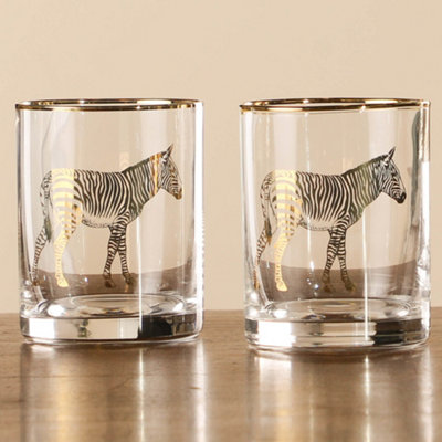 Set of 2 Gold Printed Zebra Tumblers Father's Day Wedding Decorations Ideas