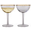 Set of 2 Gold Rimmed Christmas Drinking Champagne Saucer Glasses