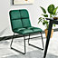 Set of 2 Green Folding Tufted Velvet Dinning Chair with Metal Legs