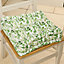Set of 2 Green Leaf Print Indoor Dining Chair Seat Pad Box Cushions