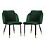 Set of 2 Green Velvet Soft Padded Dining Chair