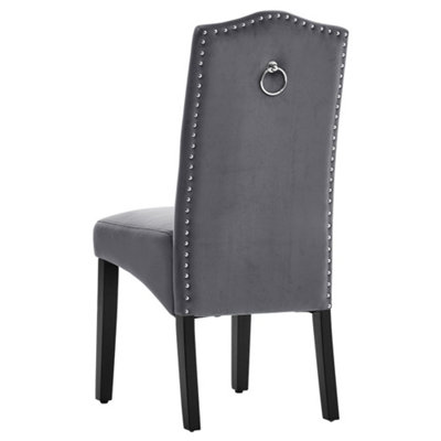 Set of 2 Grey Elegant Velvet High Back Dinning Chair