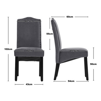 Set of 2 Grey Elegant Velvet High Back Dinning Chair