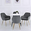 Set of 2 Grey Frosted Velvet Dining Chair Set Kitchen Chair Occasional Armchair with Metal Legs