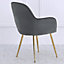 Set of 2 Grey Frosted Velvet Dining Chair Set Kitchen Chair Occasional Armchair with Metal Legs
