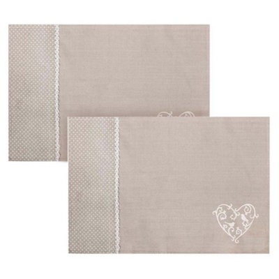 Set of 2 Grey Love Birds Fabric Placemats Tablecloths Gift Idea