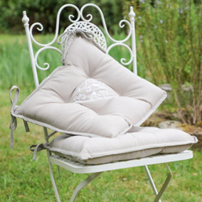 Set of 2 Grey Love Birds Outdoor Garden Chair Seat Pad Cushions