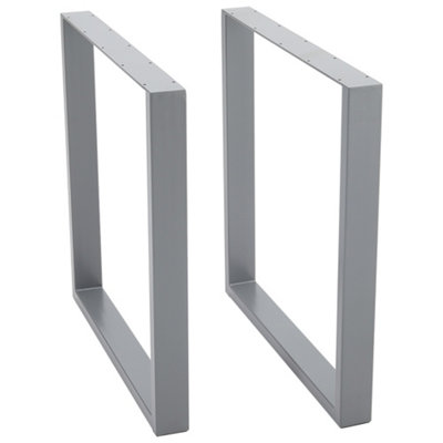 Set of 2 Grey Rectangular Metal Furniture Legs Feet Table Legs for DIY Table Cabinet Chair Bench H 71 cm x L 50 cm