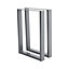 Set of 2 Grey Rectangular Metal Furniture Legs Feet Table Legs for DIY Table Cabinet Chair Bench H 71 cm x L 60 cm