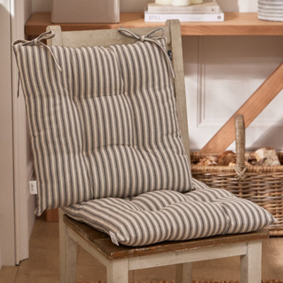 Set of 2 Grey Striped Indoor Dining Chair Seat Pad Cushions DIY at B Q