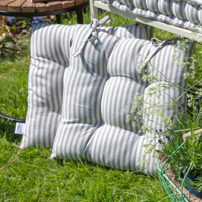 Set of 2 Grey Striped Outdoor Garden Furniture Seat Pad Cushions DIY at B Q