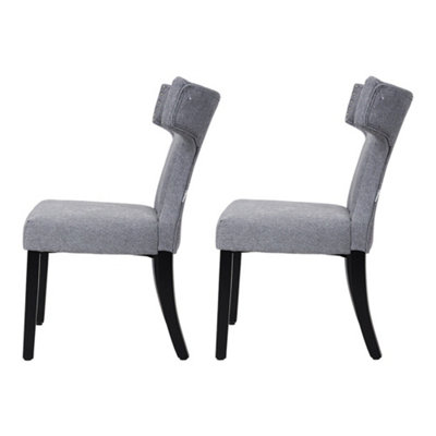 Set of 2 Grey Upholstered Dining Chairs 90cm(H)