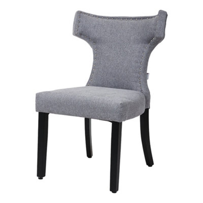 Set of 2 Grey Upholstered Dining Chairs 90cm(H)