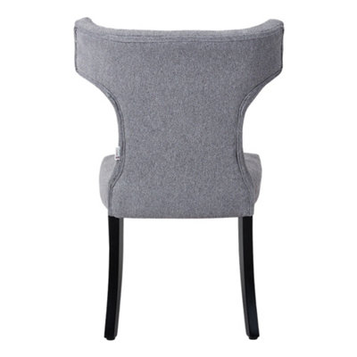 Set of 2 Grey Upholstered Dining Chairs 90cm(H)
