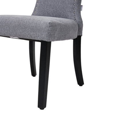 Set of 2 Grey Upholstered Dining Chairs 90cm(H)