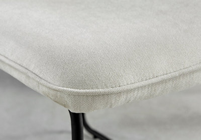 Set of 2 Halle Chic Cream Deep Padded Soft And Durable Stitched Fabric Black Powder Coated Metal Leg Dining Chairs